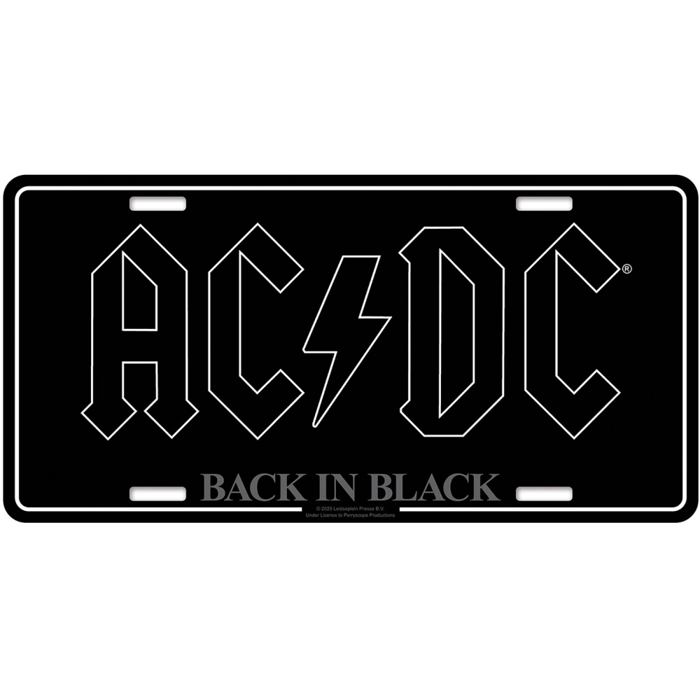 AC/DC - Back In Black Metalen wandbord - Zwart